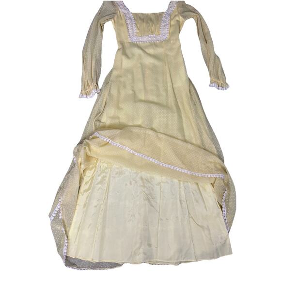 Vintage Sylvia Ann Yellow Swiss Dot Maxi Dress - Picture 10 of 15